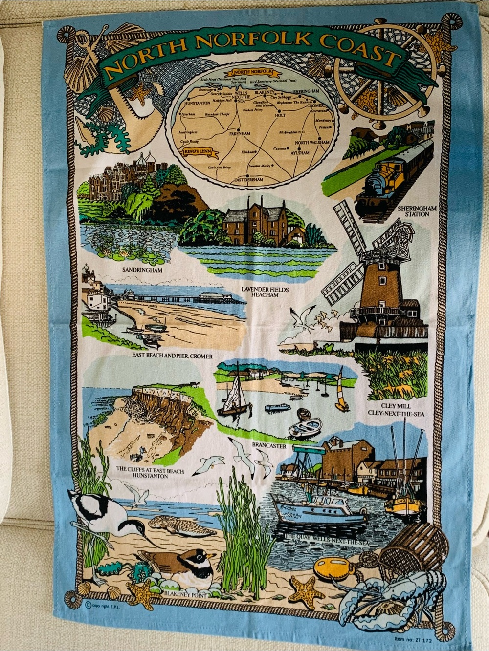 Cotton Tea Towel North Norfolk Coast 100% Cotton
